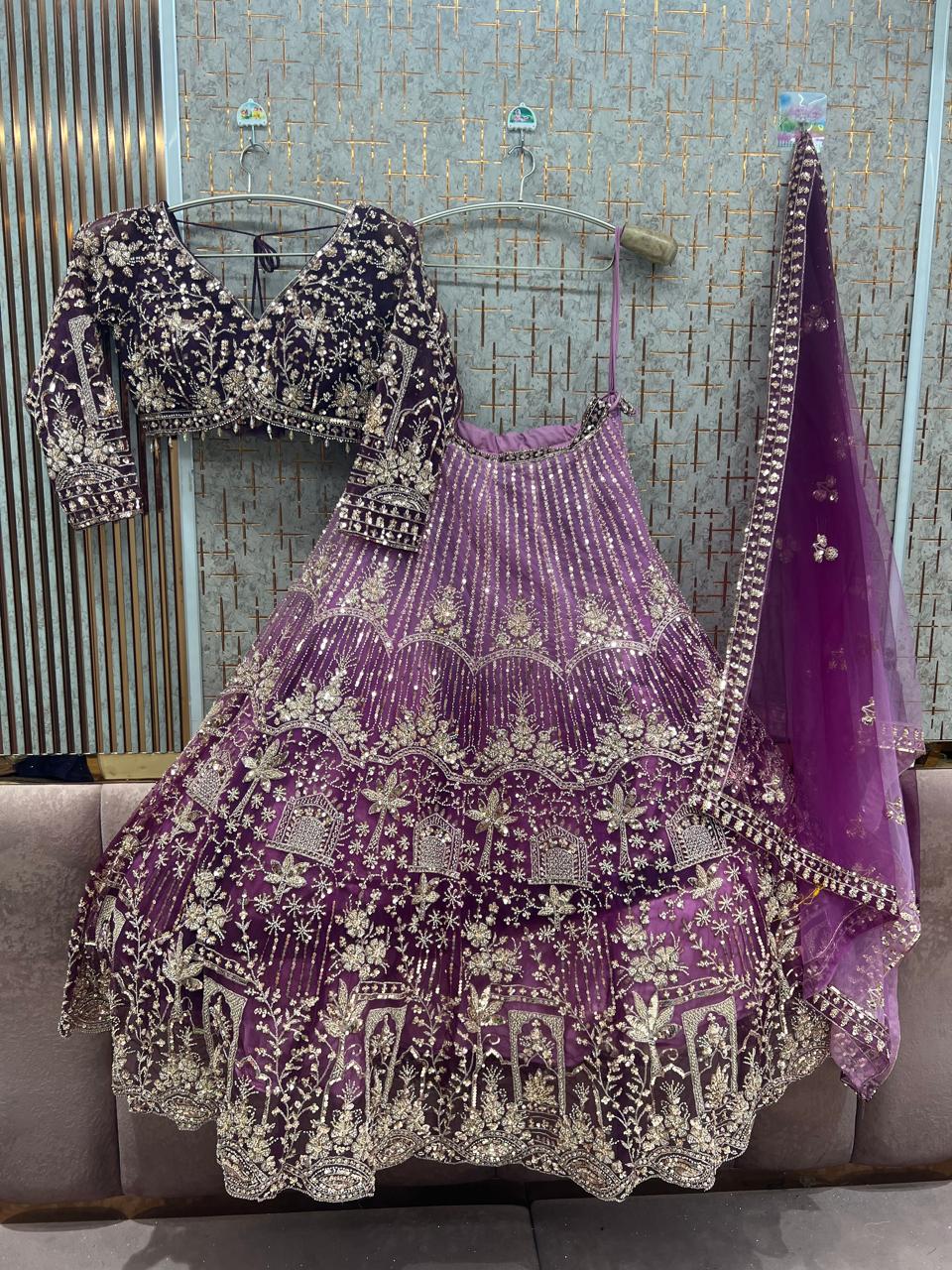 Double Shade Green Crop Top Lehenga