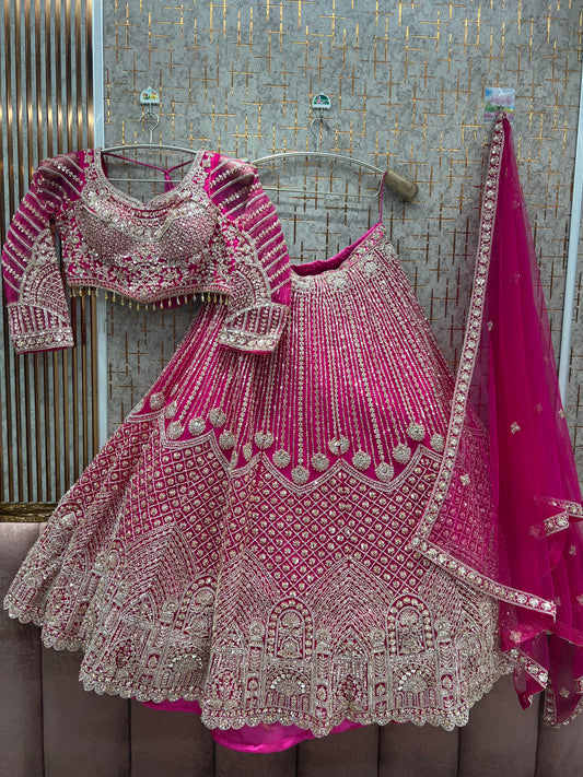 Charming Hot pink crop top Lehenga