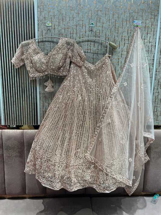 Baby Pink On pink Monotone Crop Top Lehenga
