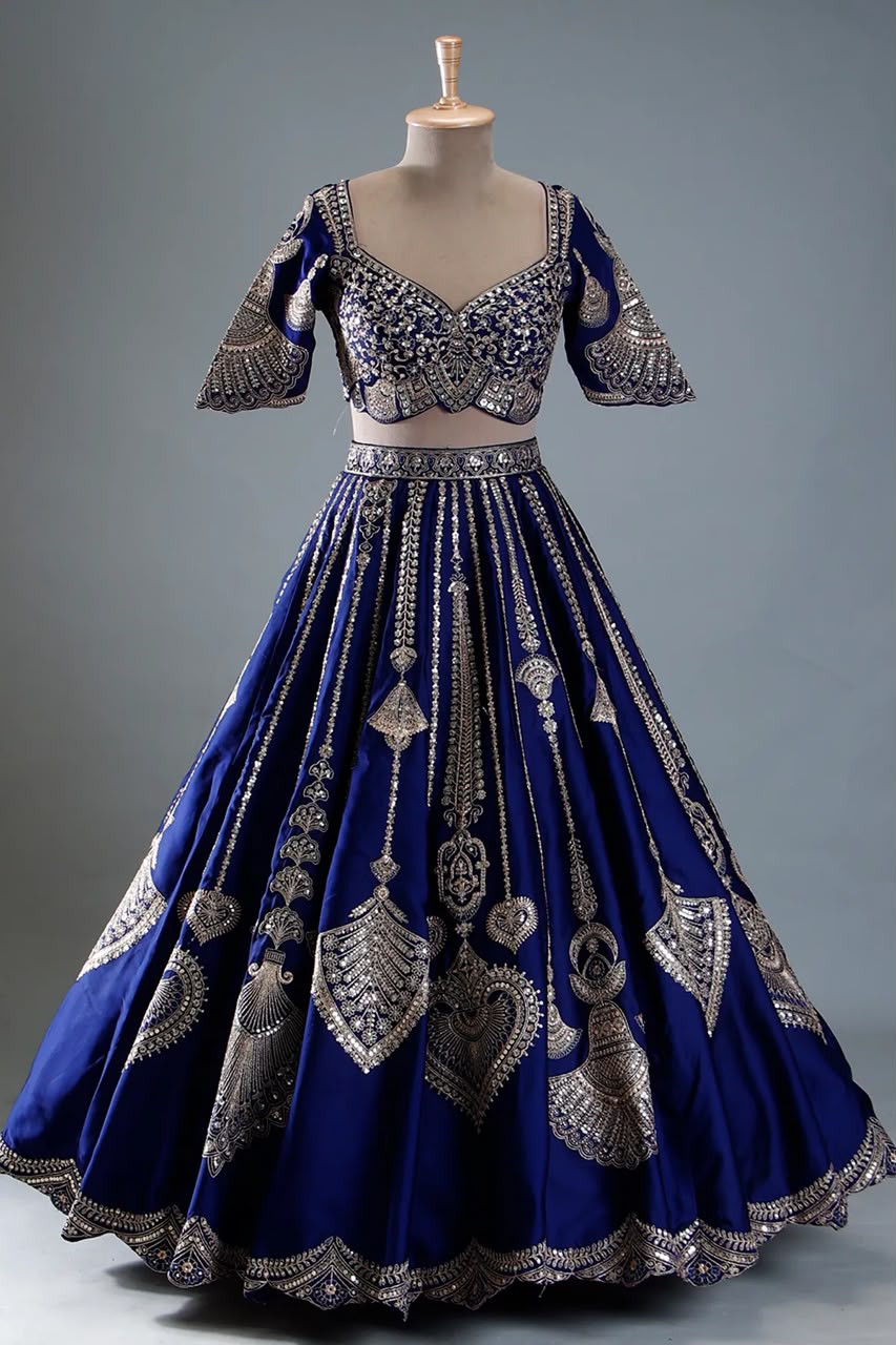 Royal Blue Crop Top Lehenga