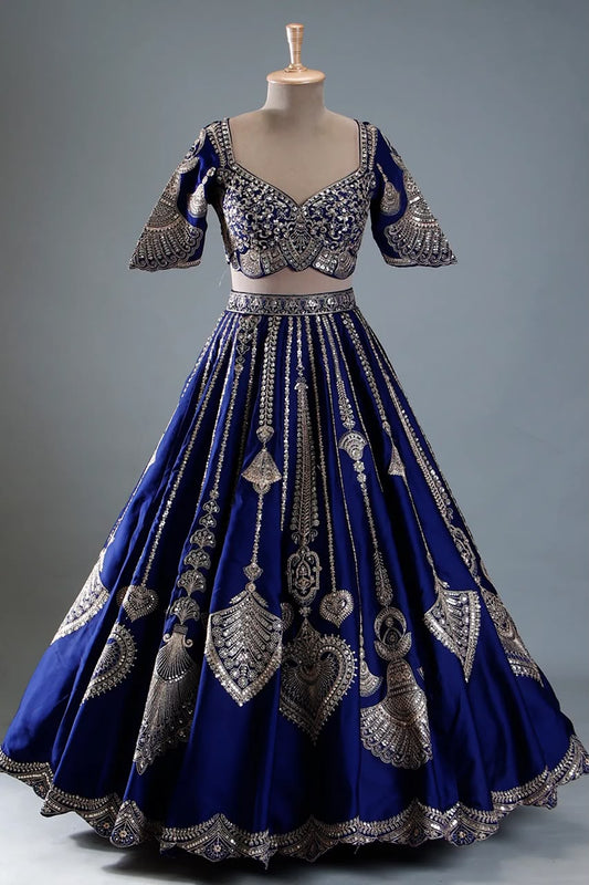 Royal Blue Crop Top Lehenga