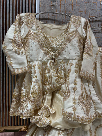Golden Peplum long Dress Farshi Gaharara Dress Special