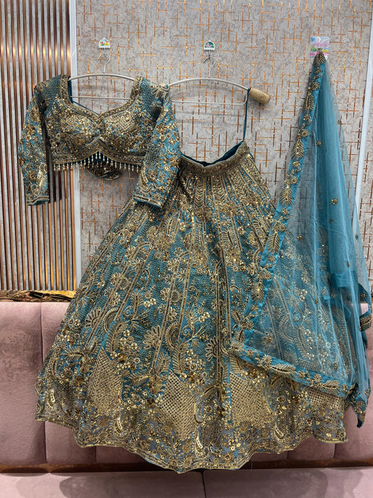 Eye Catching Blue Crop Top Lehenga