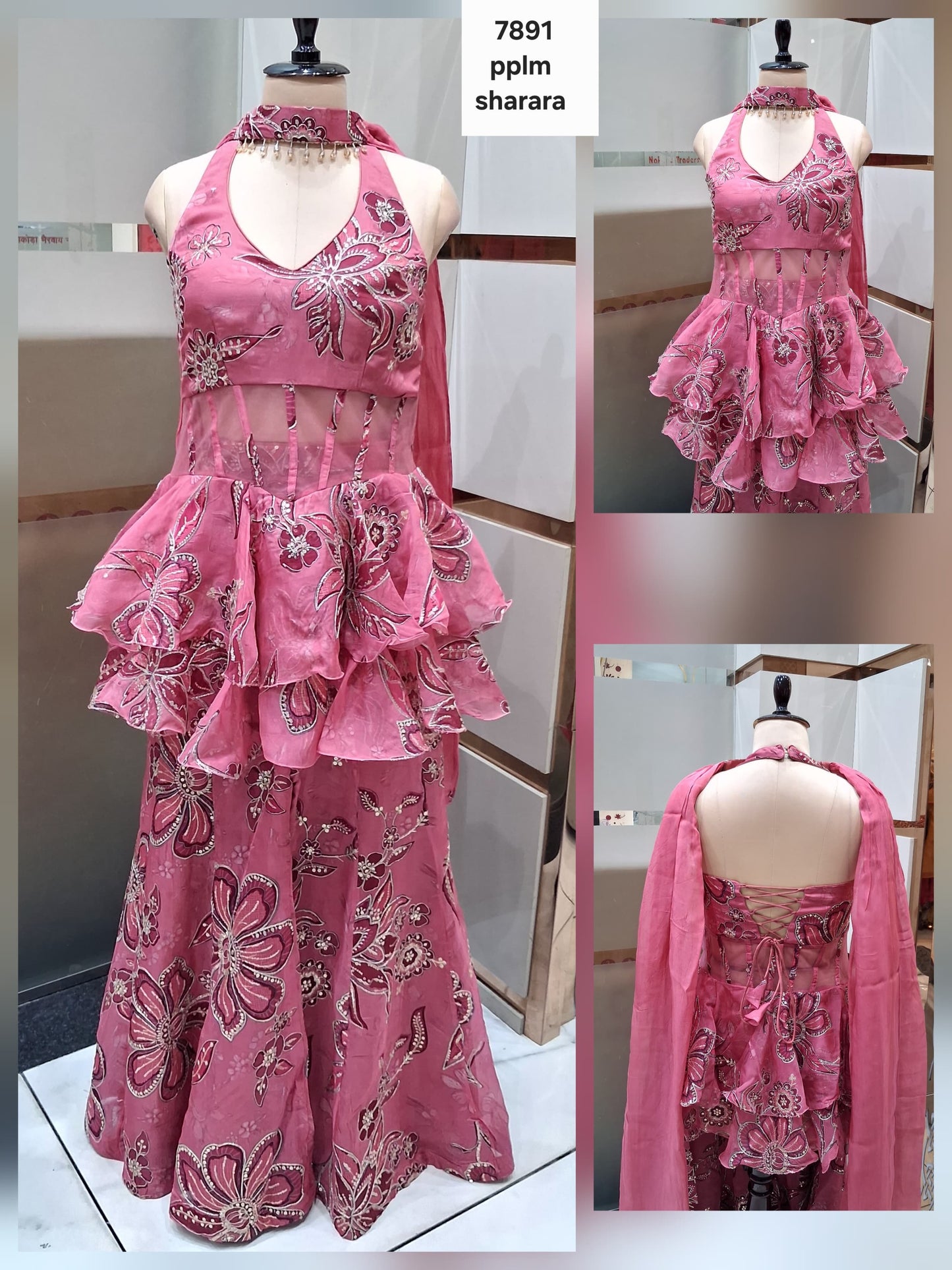 Baby Pink Sharara Dress Material