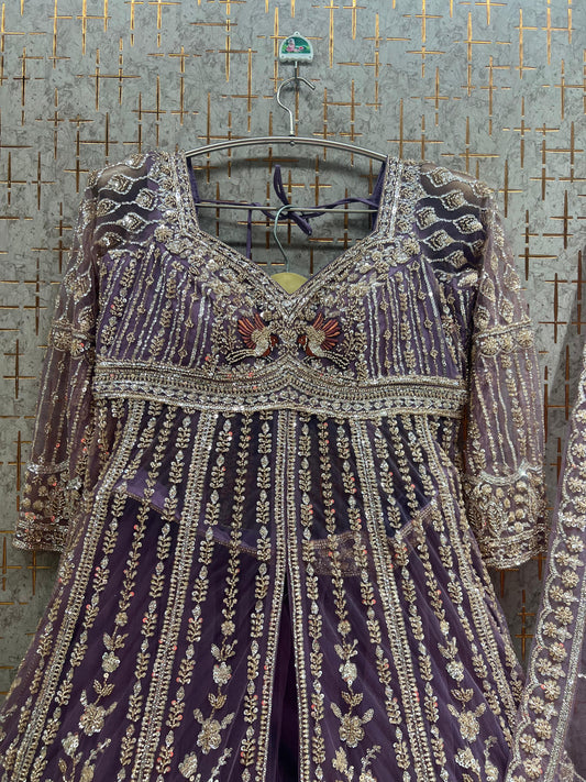 Lavender long peplum Dress Farshi Gaharara Dress Special