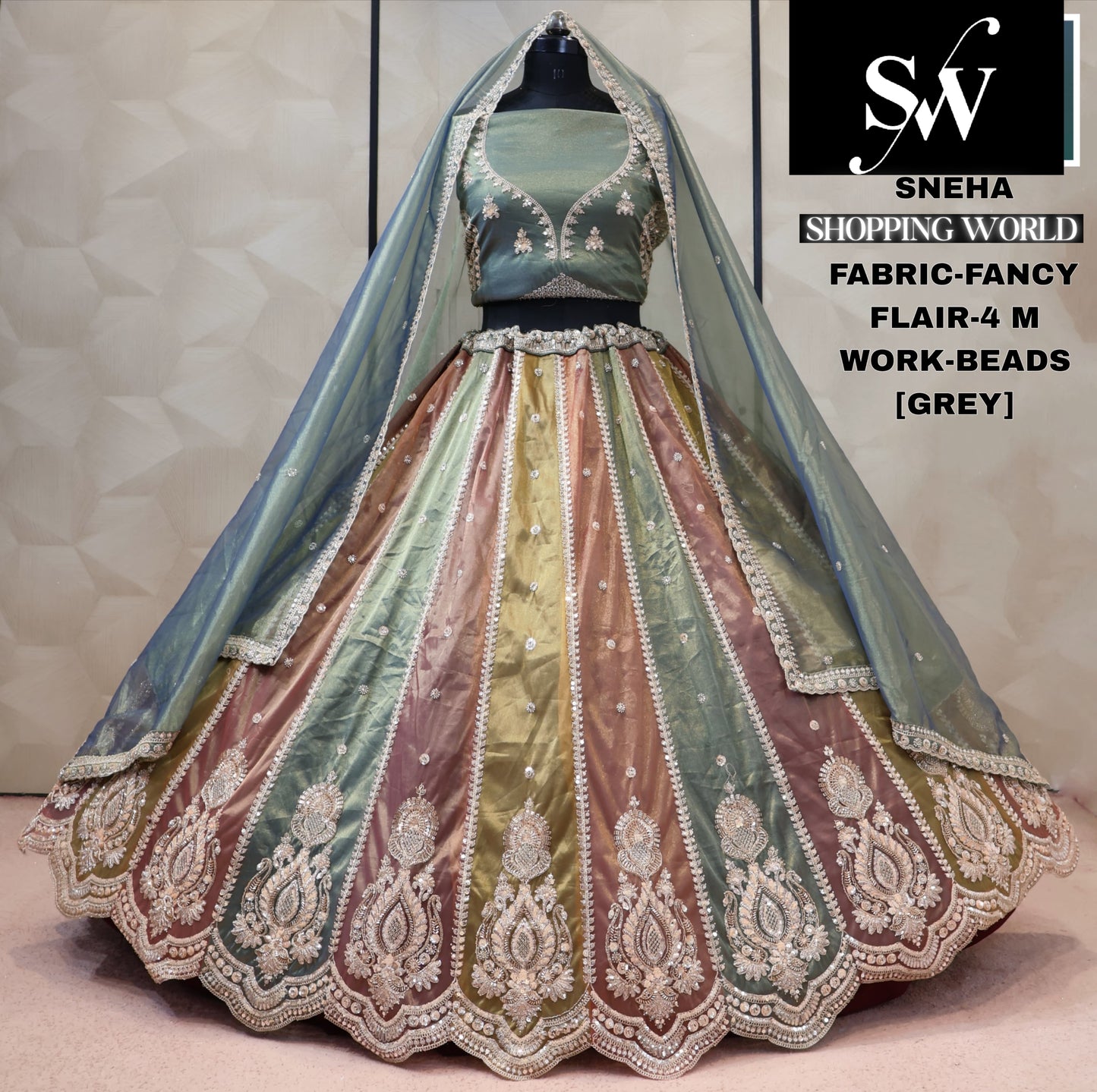 Fancy multicolour grey Lehenga