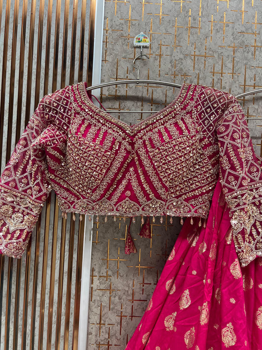 Hot Pink Crop Top Lehenga