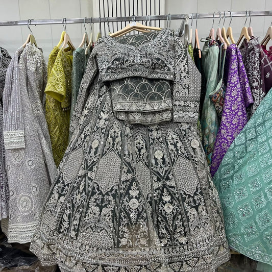 Green Crop Top Lehenga