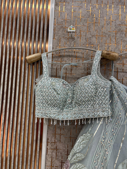 Blue Pdp Crop Top Lehenga