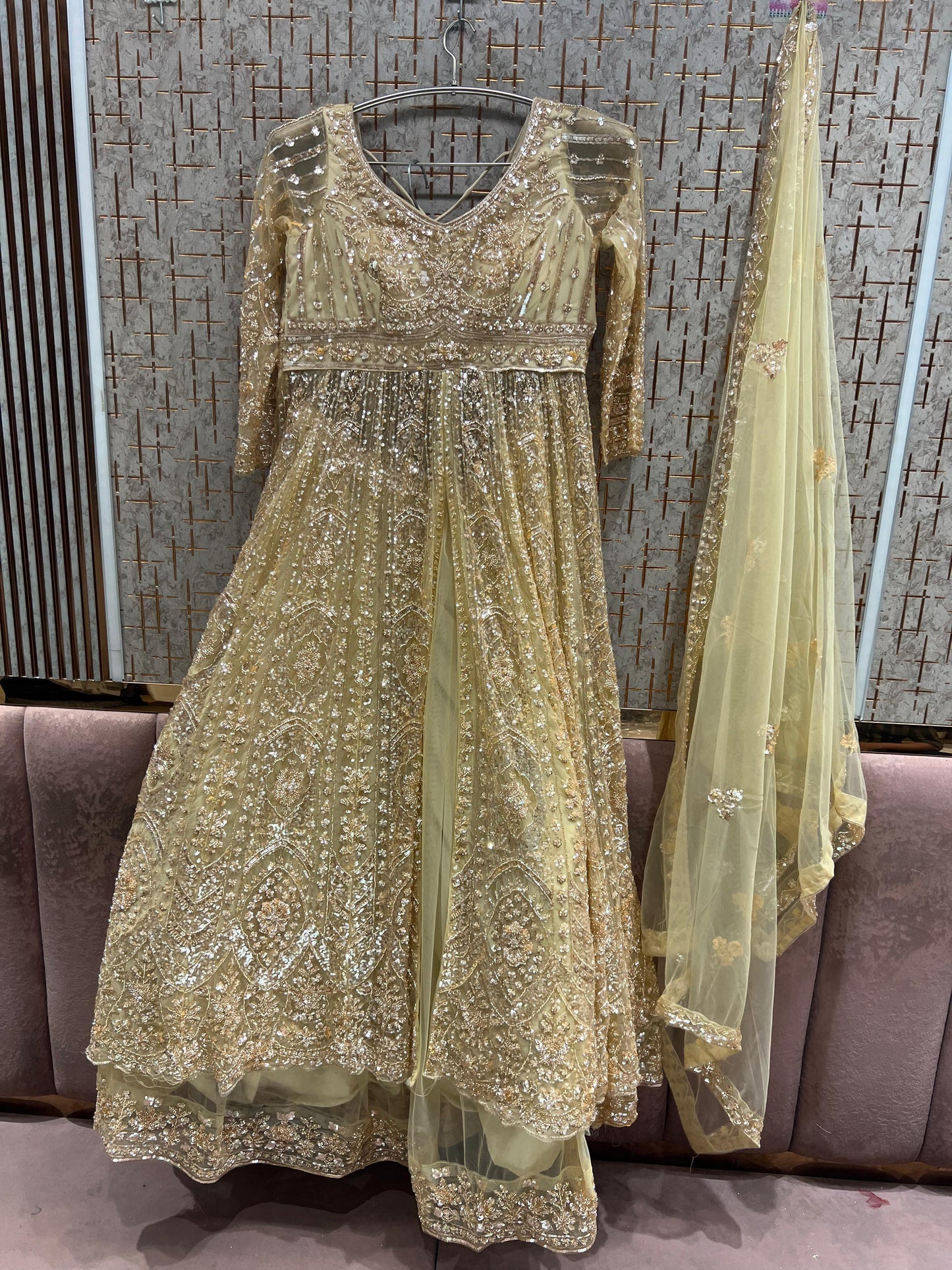 Chiku Golden Long Farshi garara muslim Bride Special Dress