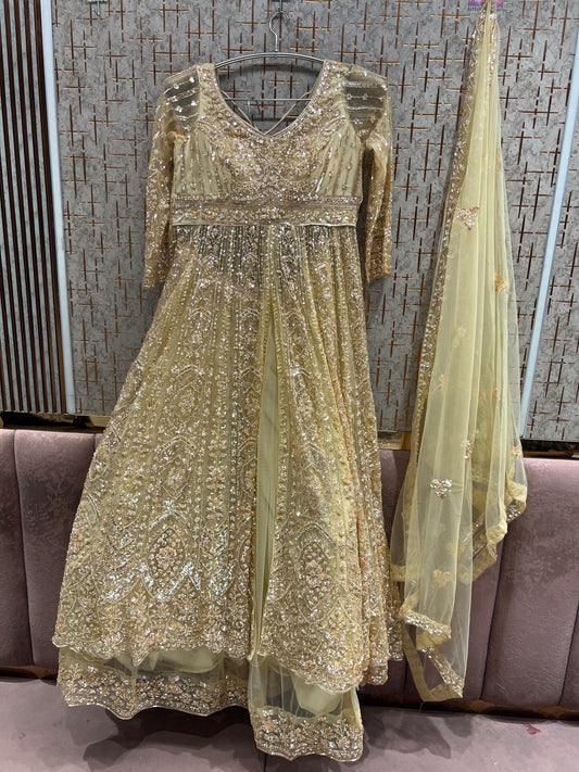 Chiku Golden Long Farshi garara muslim Bride Special Dress