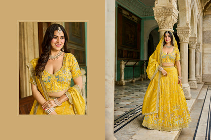 Good looking Yellow Haldi mehendi Crop top Lehenga 1211