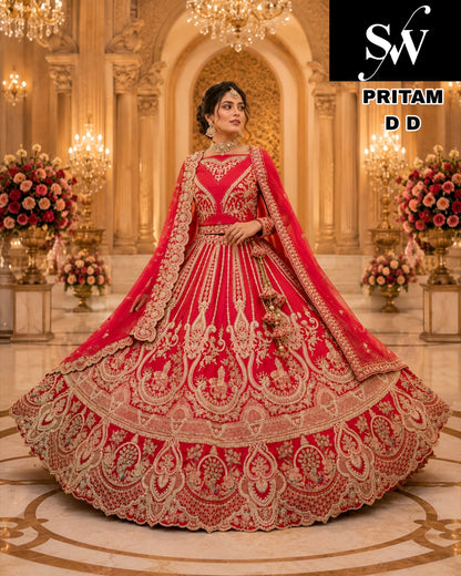 Red silk bridal Lehenga