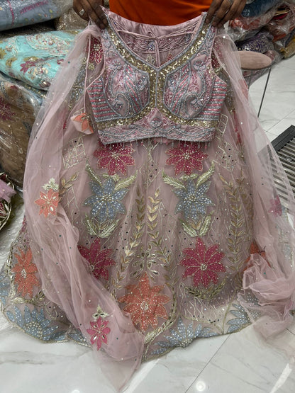 PDP Baby pink Crop Top Lehenga