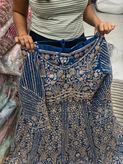 Blue Crop Top Lehenga