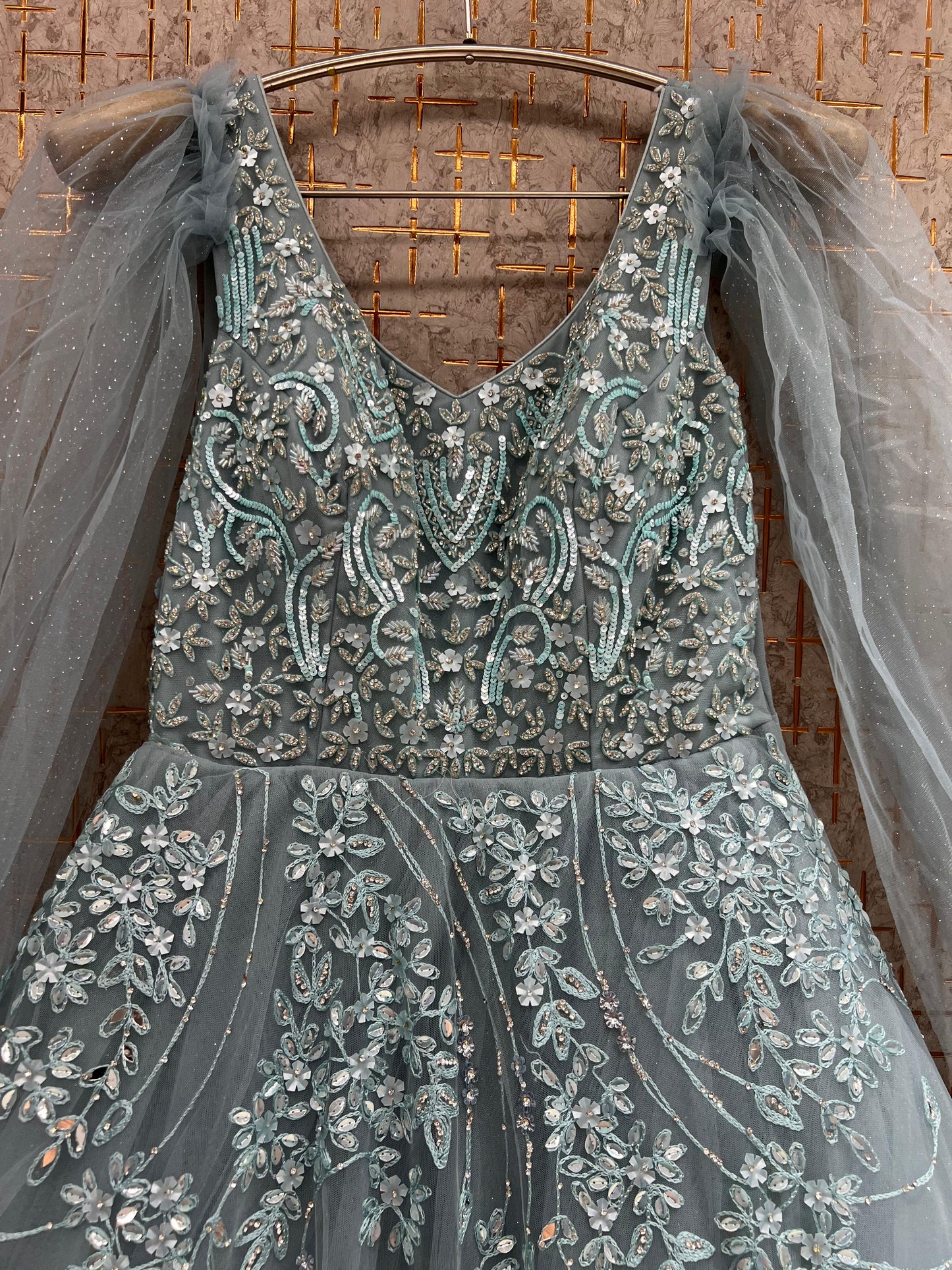 Peach Heavy Handwork Gown