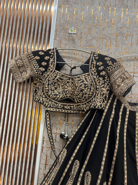 Black Crop top Lehenga - Shopping World