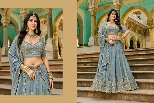 Designer Blue Crop top Lehenga Vol-5