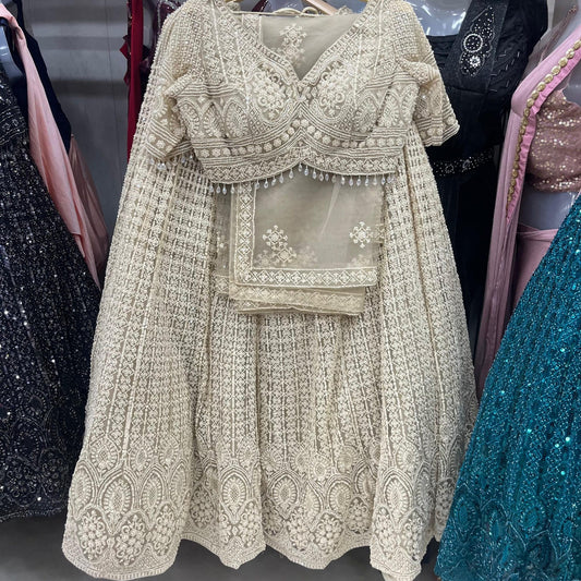 Golden On Golden Monotone Crop Top Lehenga