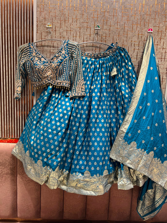 Sky Blue Crop Top Lehenga