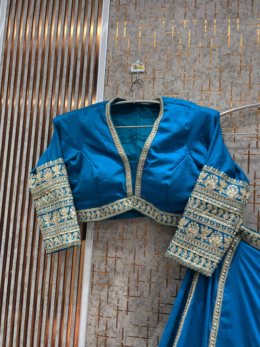 Designer Blue crop Top Lehenga