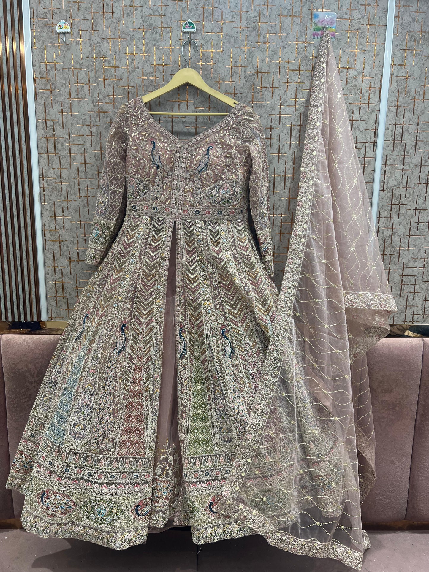 Pink long peplum Dress Farshi Gaharara Dress Special - Shopping World