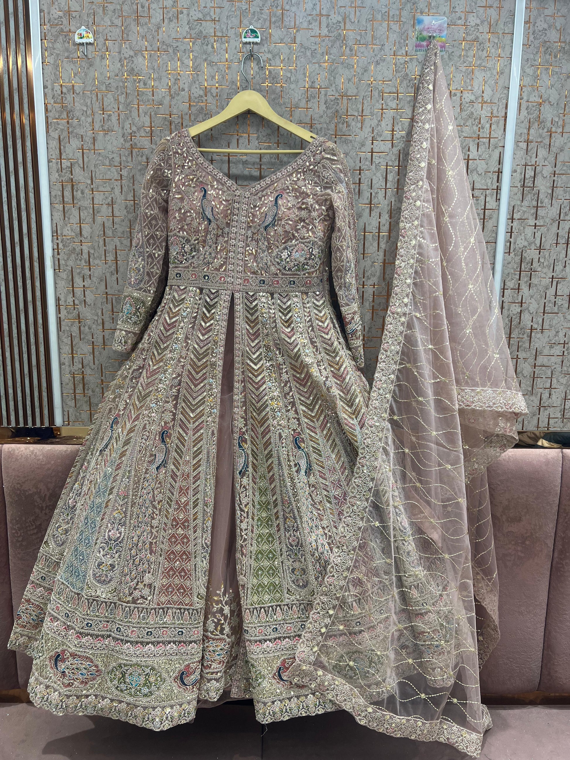 Pink long peplum Dress Farshi Gaharara Dress Special - Shopping World