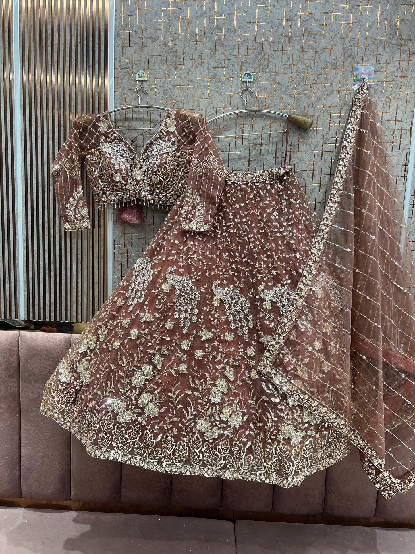 Blue Peacock Crop Top Ready to wear Lehenga