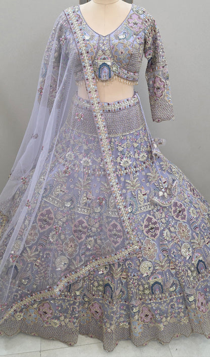 light Blue Ready to wear Crop top Lehenga