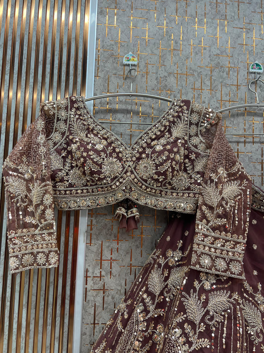 Purple Crop top Lehenga