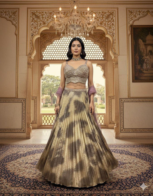 Golden Crop Top Lehenga