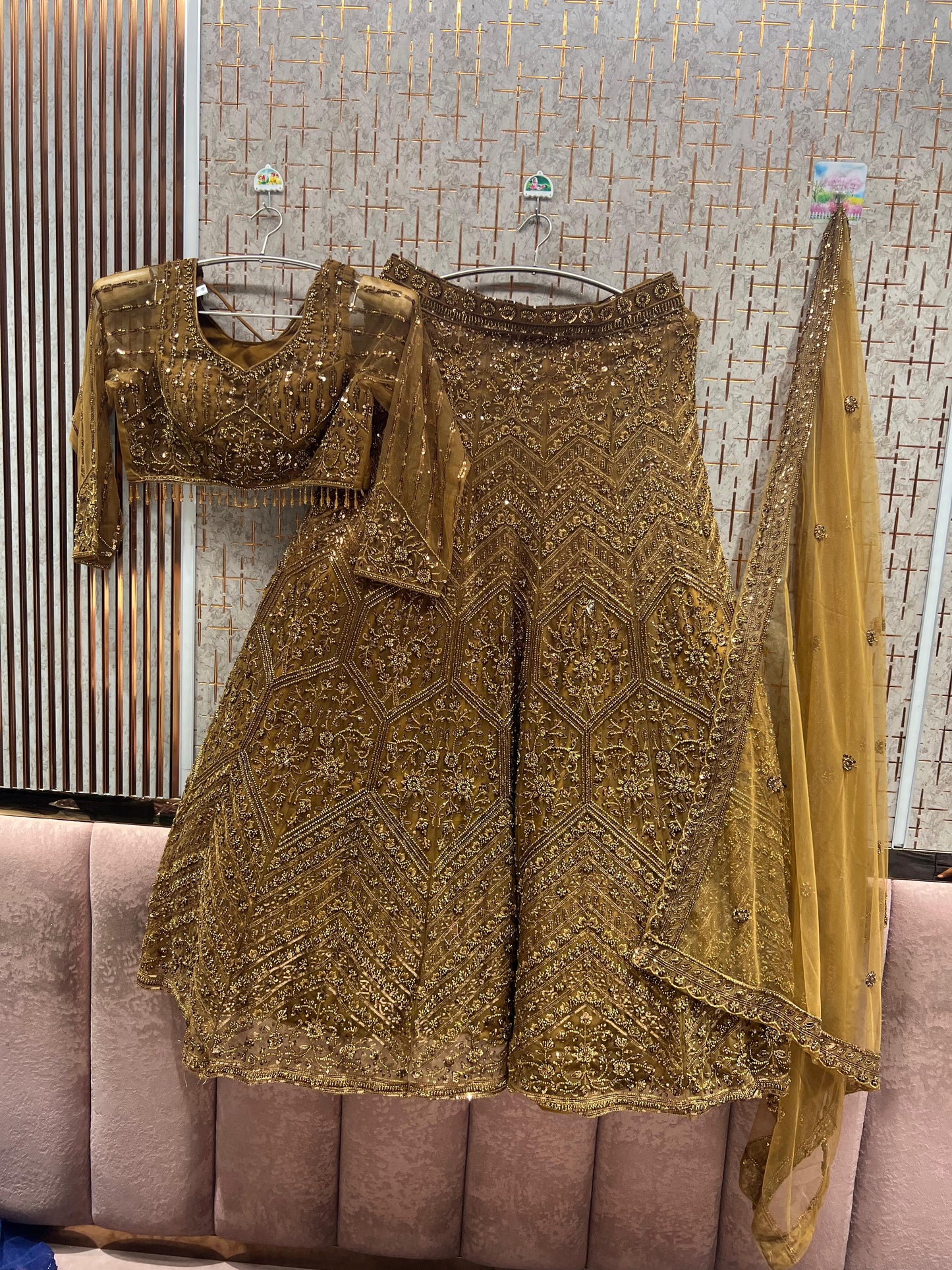 Green on Green Monotone Crop Top Lehenga