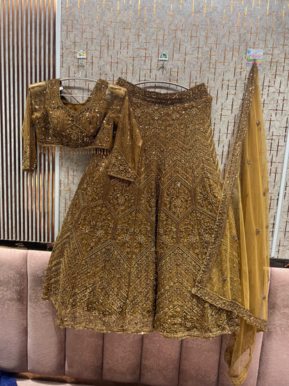 Green on Green Monotone Crop Top Lehenga