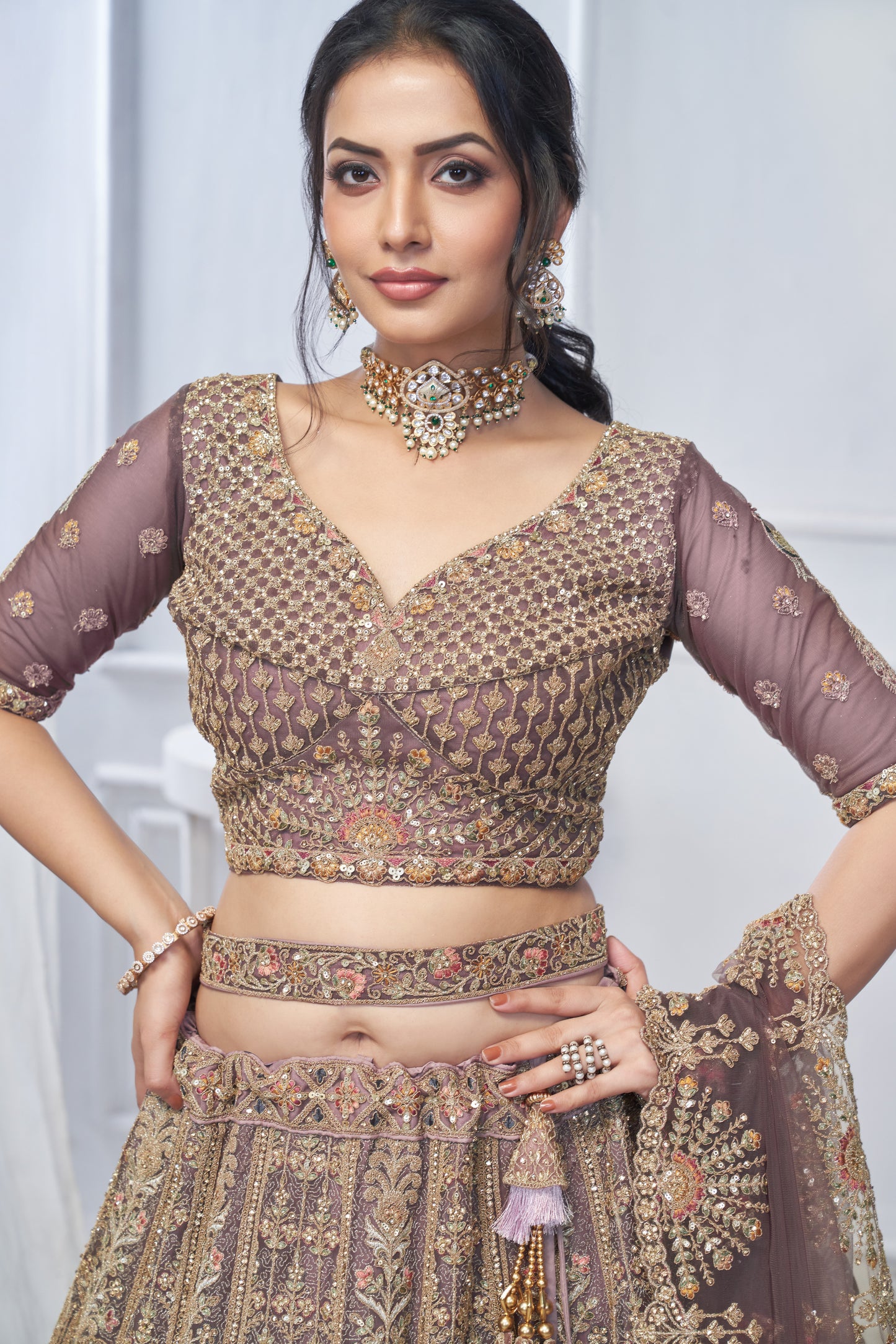Fabulous light onion peacock lehenga