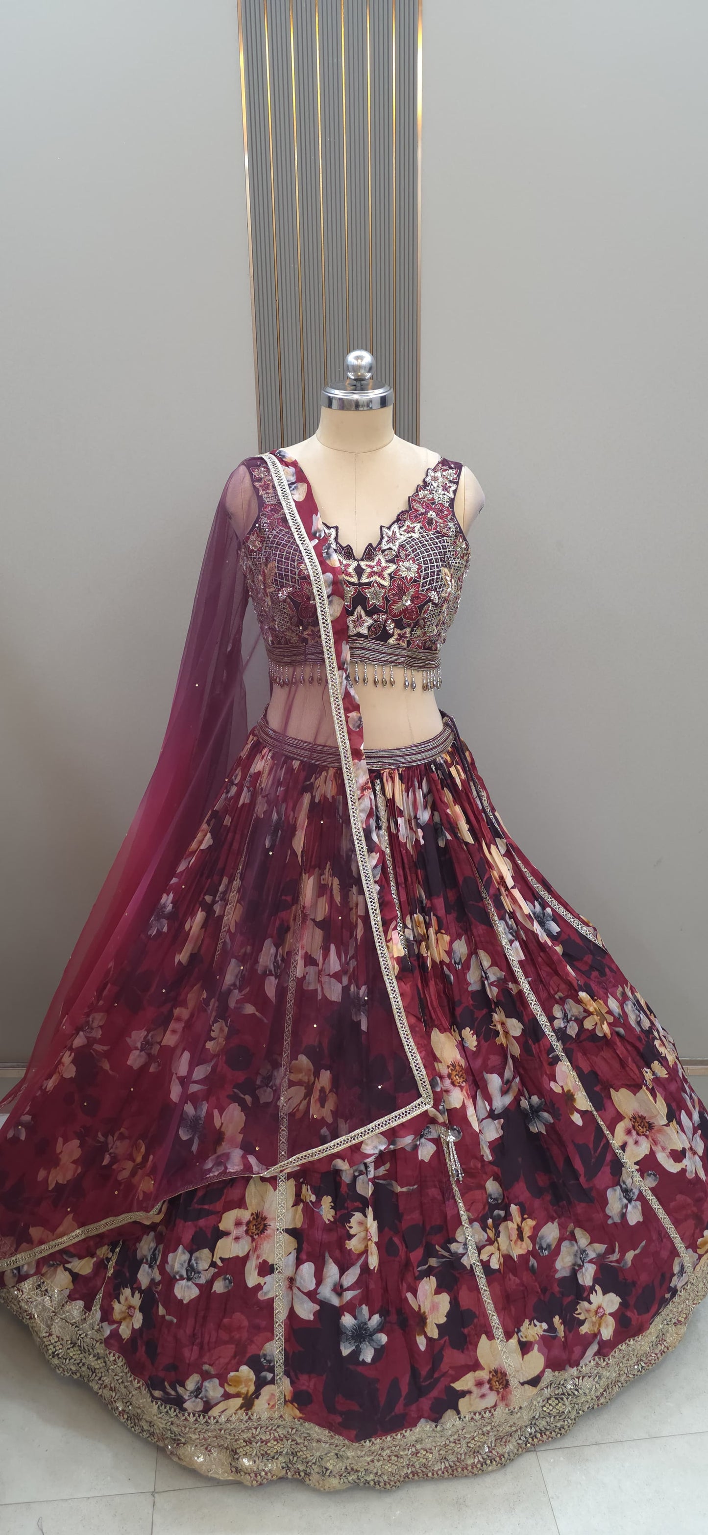 Blue Crop Top Lehenga