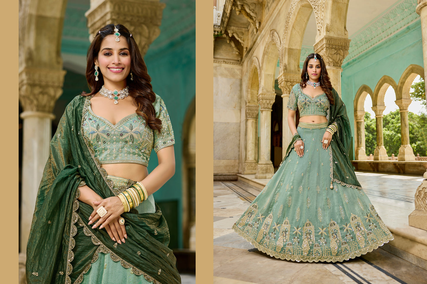 Lovely Pista green Crop top Lehenga 1212