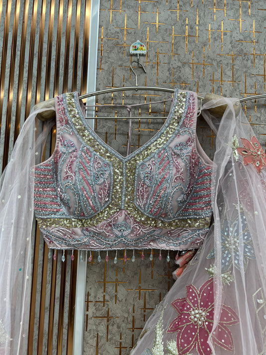 Baby Pink Pdp crop top Lehenga