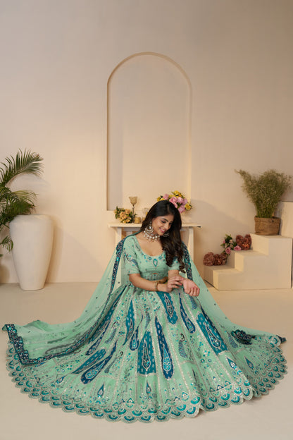 Awesome sky blue girlish lehenga 484