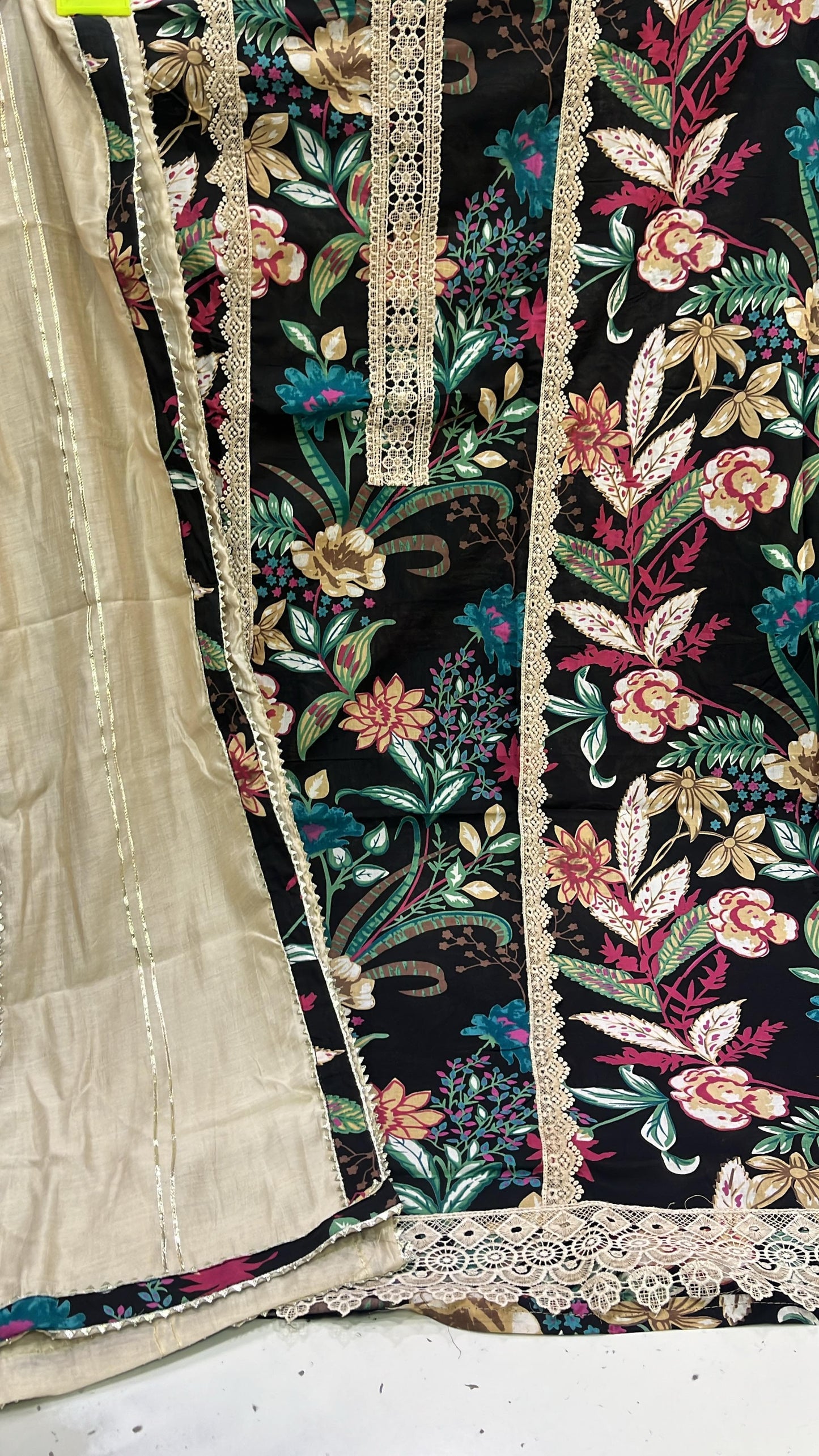 Something different black unstitched salwar suit dress material (free size)