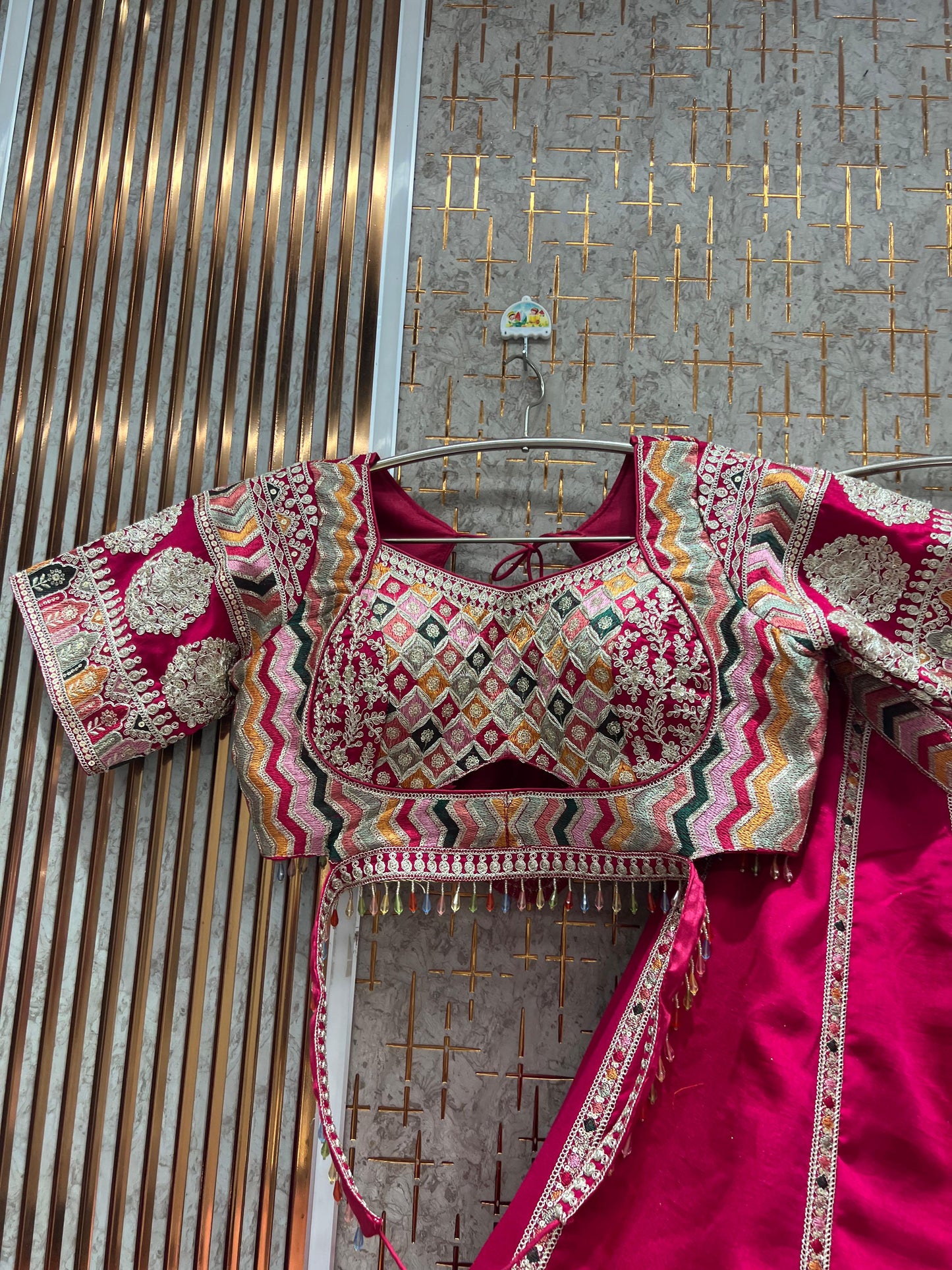 Fantastic Hot pink crop Top Lehenga