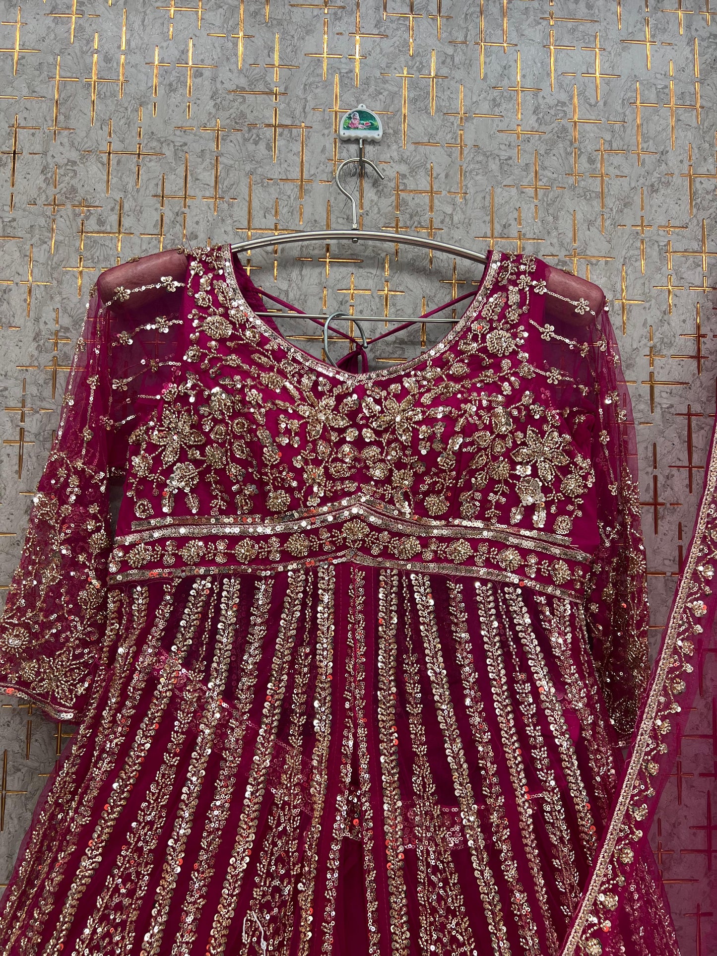 Beige Golden long Farshi Garara Peplum Dress Special