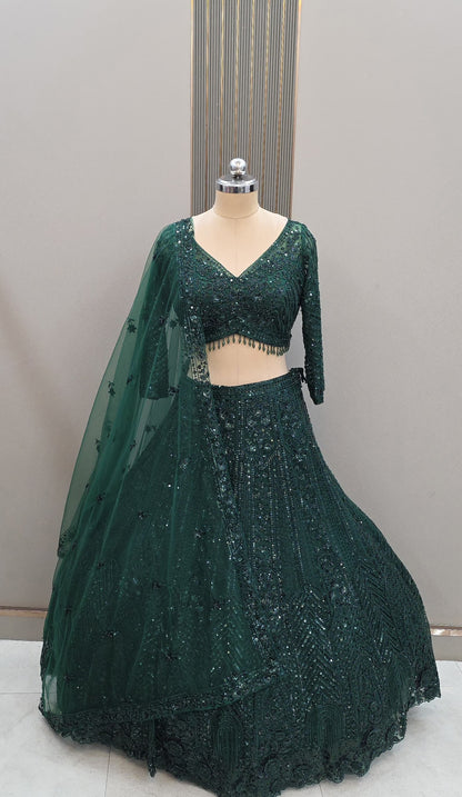 Lovely Hot pink on pink Monotone Crop Top Lehenga