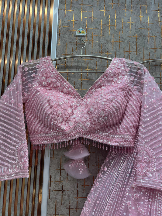 Stunning Pink crop top Lehenga