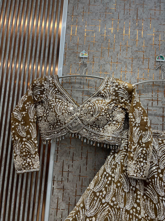 Mustard Crop Top Ready to wear Lehenga