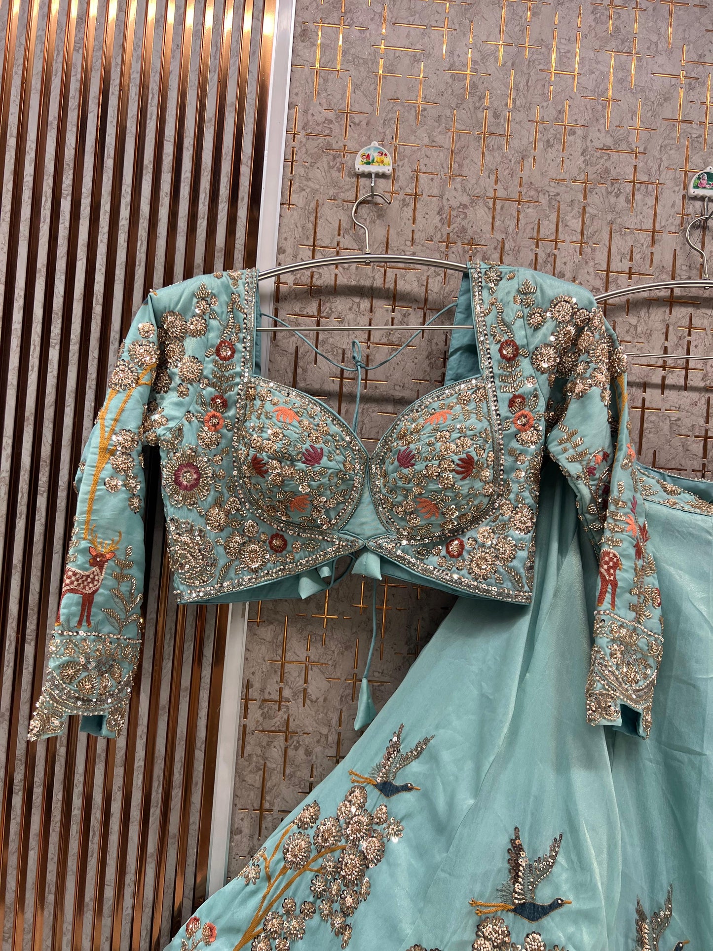 Pink Peacock Crop Top Lehenga