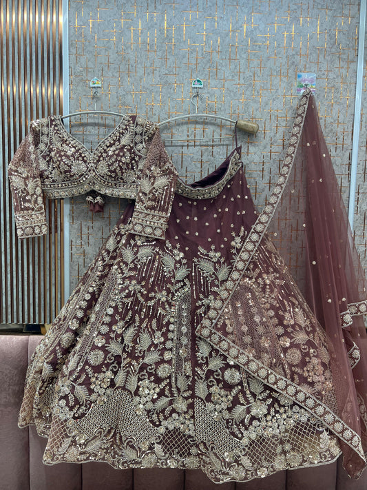 Purple Crop top Lehenga