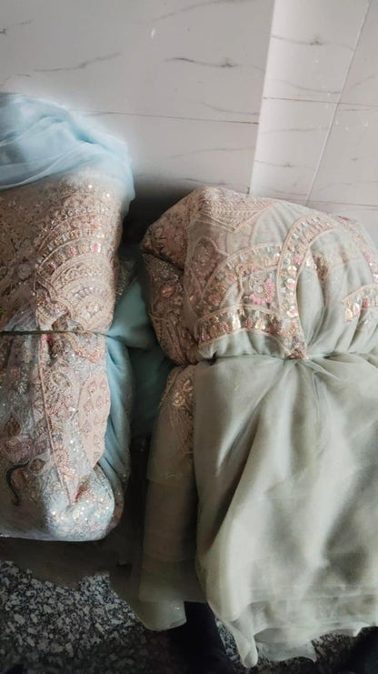 Viral peacock golden pink crop top Lehenga