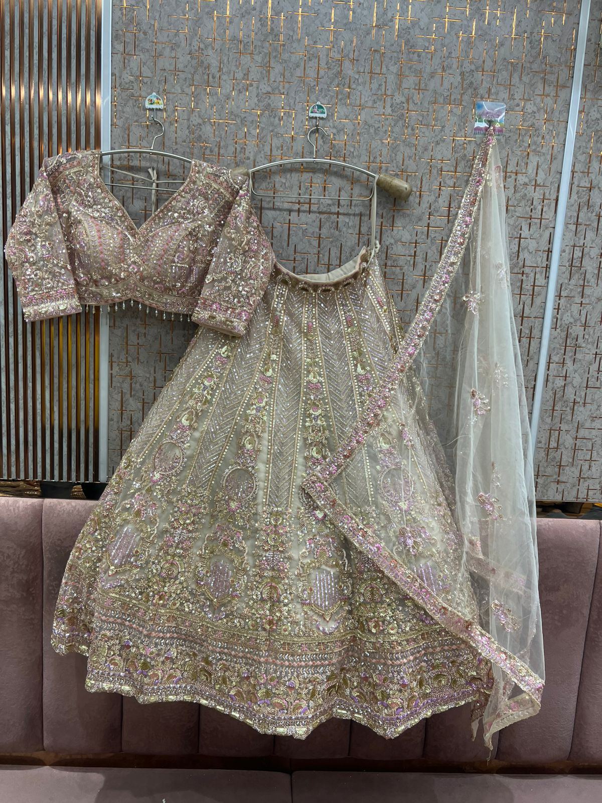 Pista Green Crop Top Lehenga