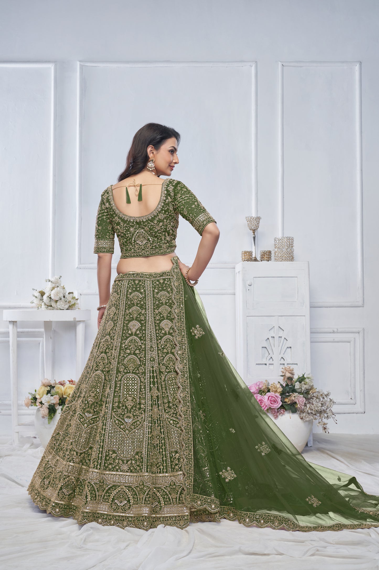 Designer green lehenga