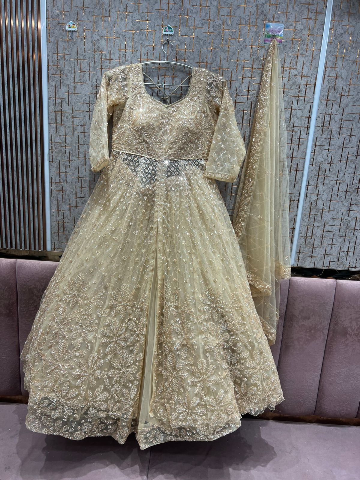 Lavender long peplum Dress Farshi Gaharara Dress Special - Shopping World